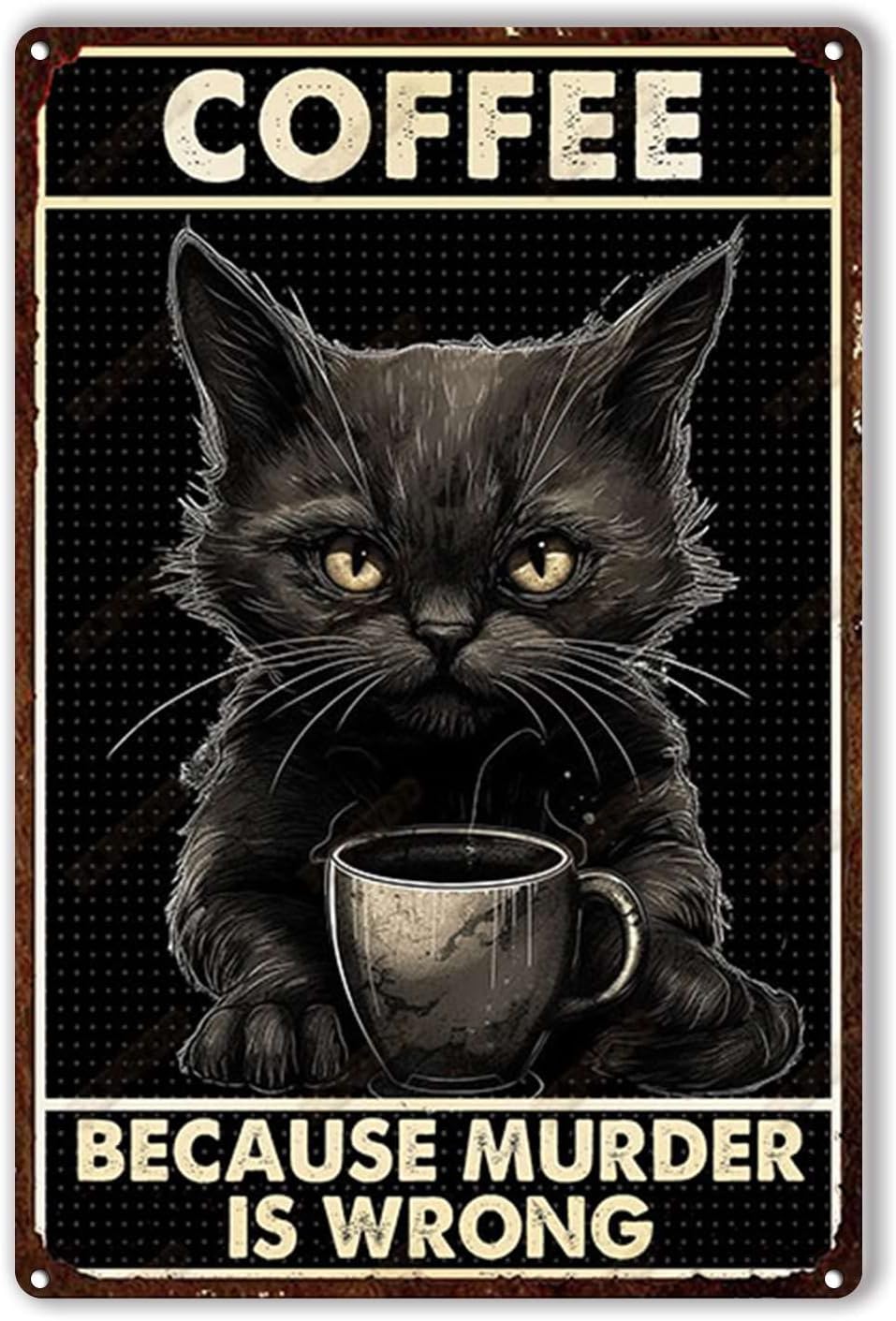 Tin Plaque Coffee cat Because  - Smart Garden In Home ulasan dan harga