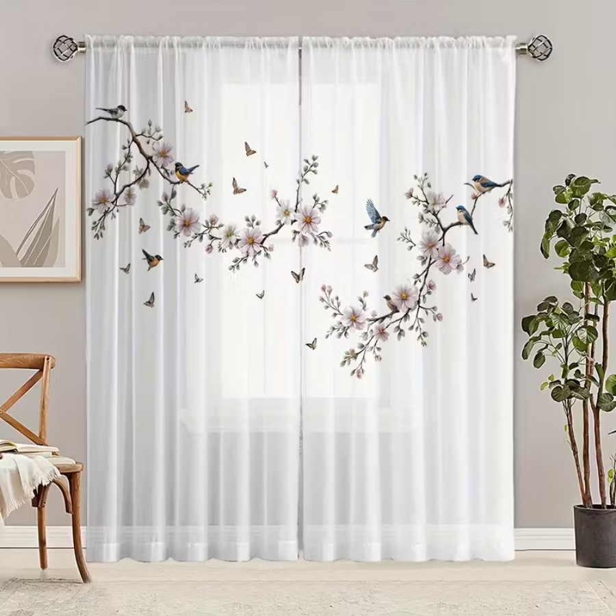 2PCS Digital Print Sheer Curta - Smart Garden In Home ulasan dan harga