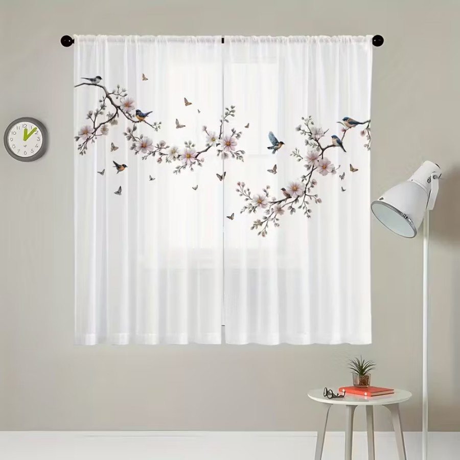 2PCS Digital Print Sheer Curta - Smart Garden In Home ulasan dan harga