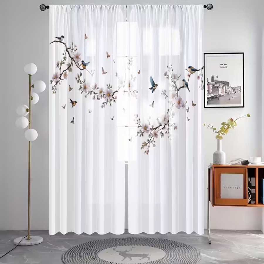 2PCS Digital Print Sheer Curta - Smart Garden In Home ulasan dan harga