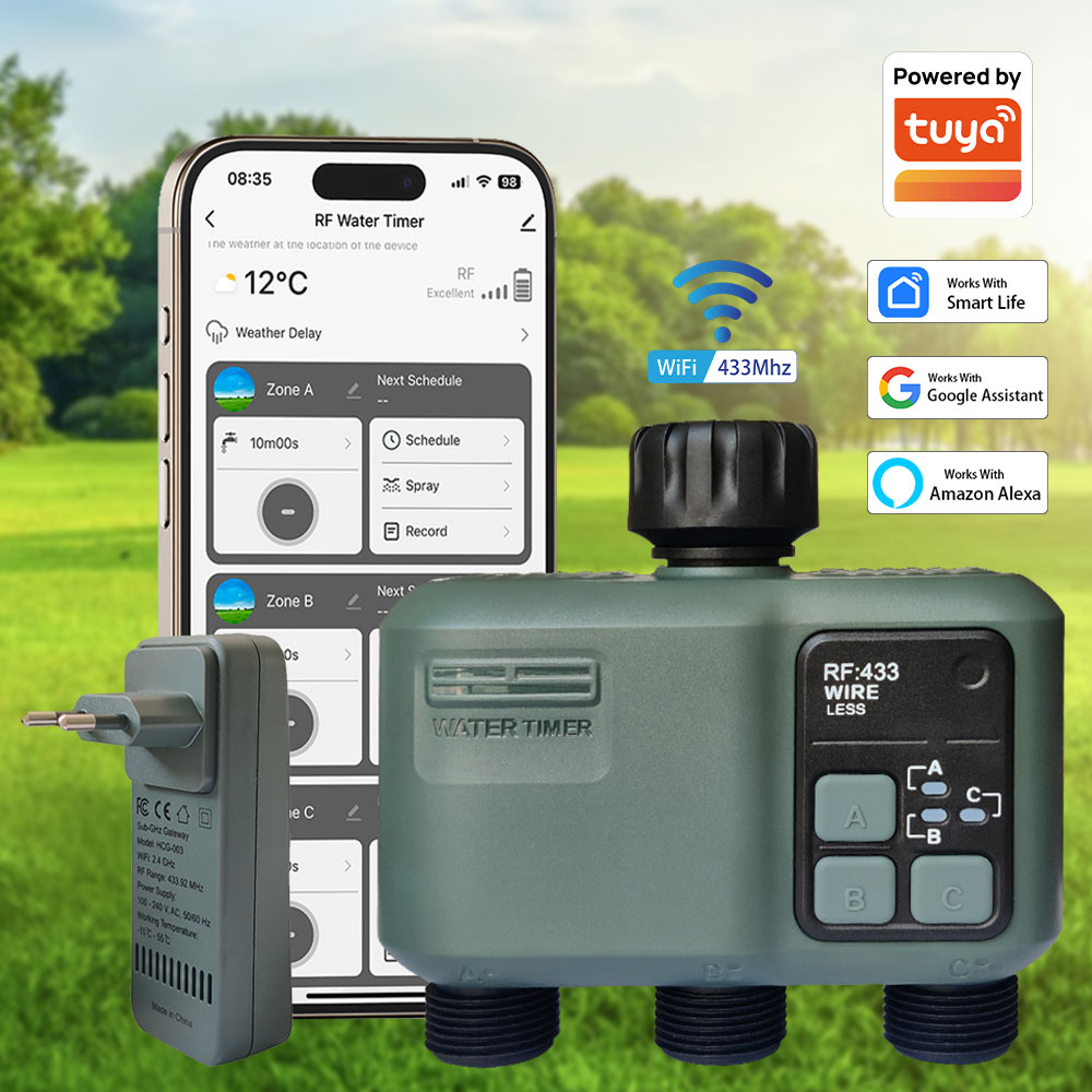 Tuya Wifi+RF433 3-outlet Water - Smart Garden Kit ulasan dan harga